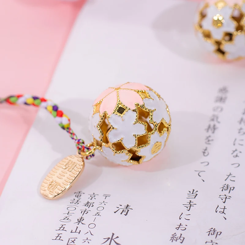 1pcs Japan Kiyomizu Temple Amulet Good Luck Sakura Bell Pendant Keychain Backpack Decor Cosplay Prop Keyring for Women Girl |