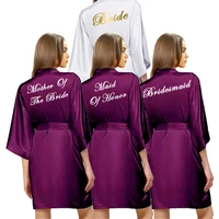 purple satin robe bride bridesmaid robes rose gold dressing robe for women short bridal robes wedding party bathrobe sleepwear