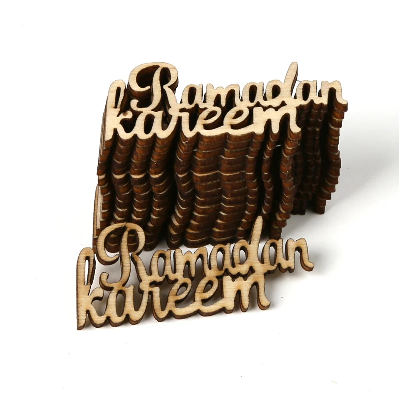 

15pcs mini Eid Mubarak wooden chip Ramadan Mubarak Ramadan Kareem craft EID decoration for home Muslim Islamic Hajj Mubarak gift