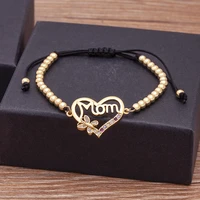 new arrival mom mama handmade rope bracelets heart butterfly shape zircon luxury mother%e2%80%98s day birthday jewelry gift adjustable