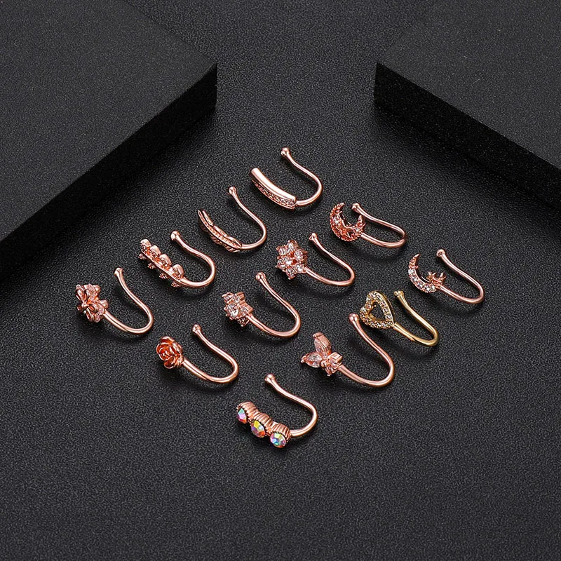 

1 pcs Fake Nose Ring Clip On Nose Ring Faux Nose Ring Fake Piercings Tragus Earrings Simple Nose Ring Jewelry