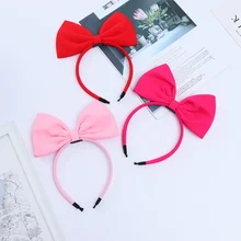 Oaoleer Diadema con lazo rojo para niña, accesorios para el cabello para niña, bandana con lazo grande de lado sólido, pajarita de tela, banda para el cabello roja (1)