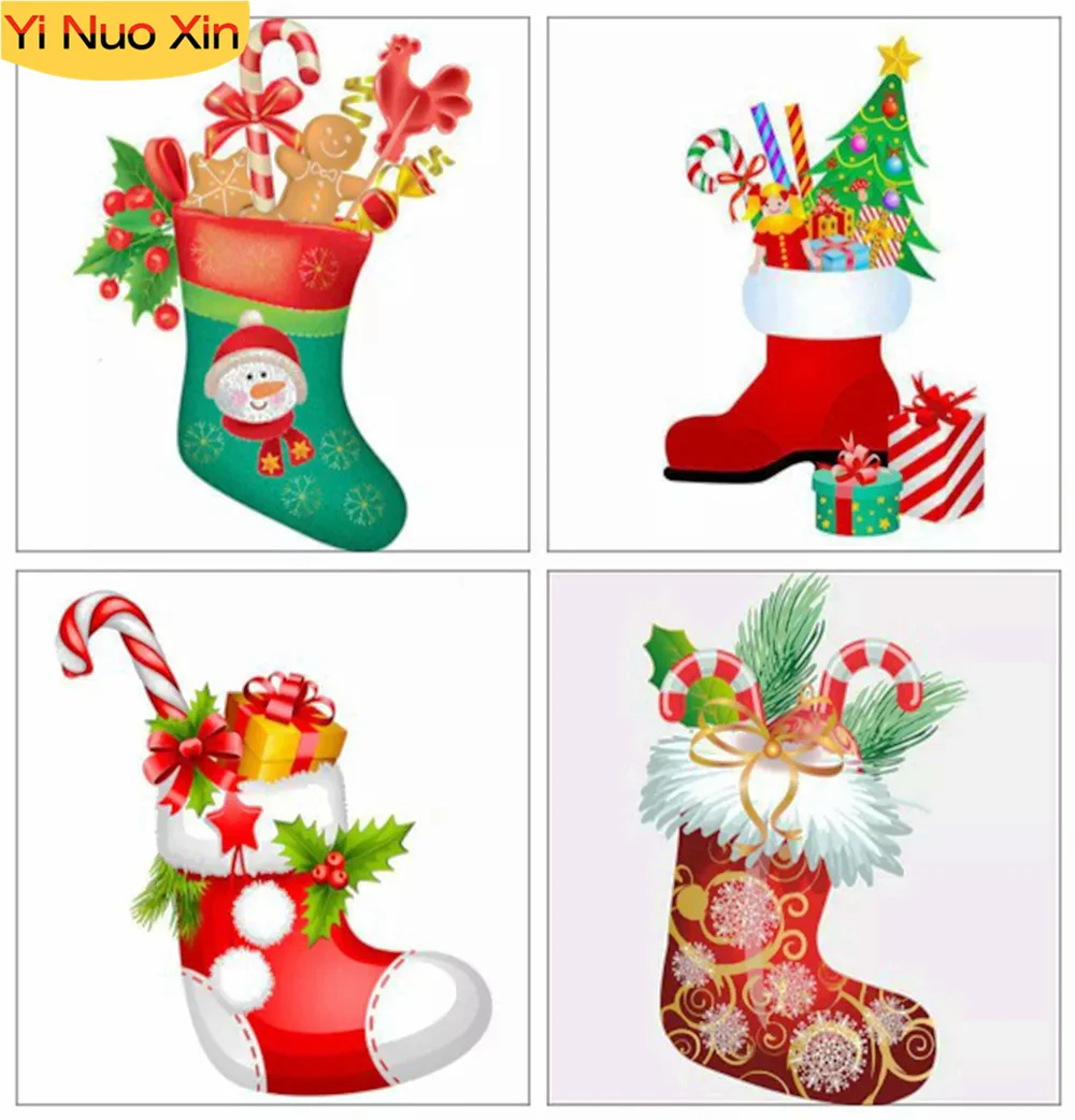 

5D DIY Cross Stitch Mosaic Rhinestone Embroidery Hand Art Christmas Socks Full Square Home Decor New Year Gift Diamond Paintings
