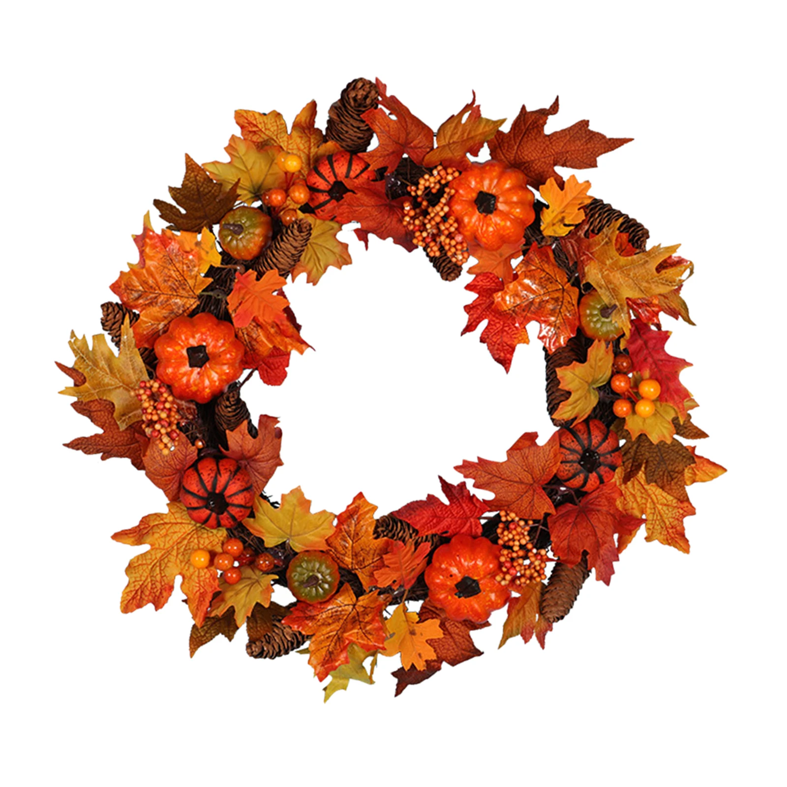 

16" Maple Leaf Autumn Wreath Garland Front Door Halloween Thanksgiving