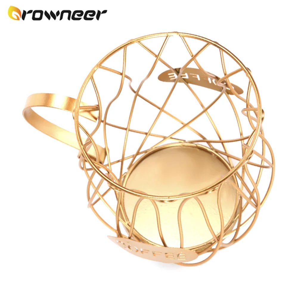 Large Capacity Multifunction Hollow Coffee Capsule Basket Anti-Rust Creative Iron Wire Electroplating Gold Spray Storage Cup | Дом и сад