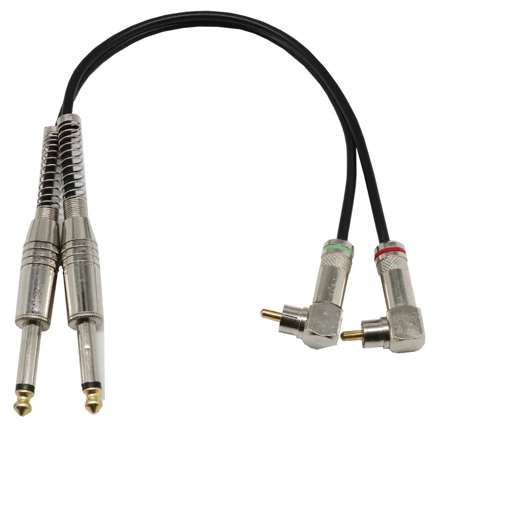 Hifi моно двойной 6 35 мм 1/4 ''TRS штекер на Двойной RCA мужской угол 90 градусов для