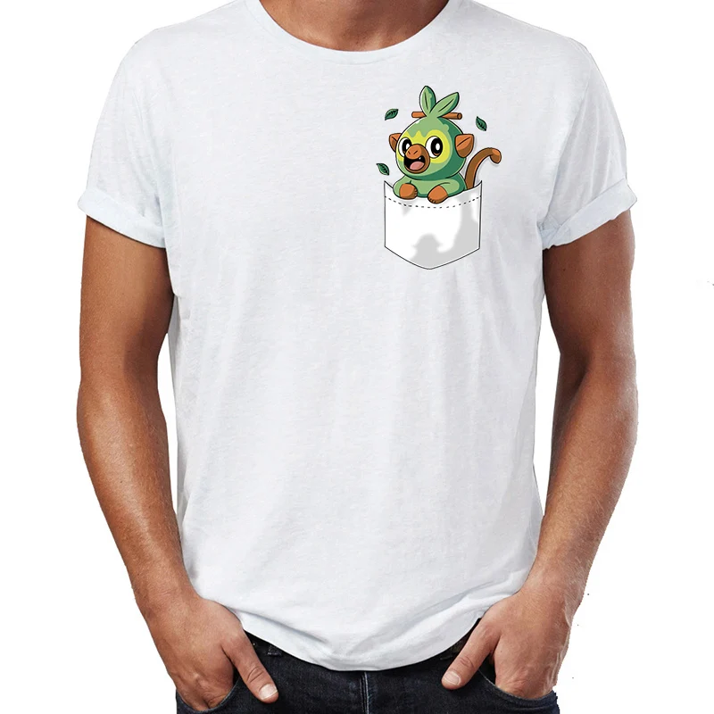 Мужская футболка Pocket Grookey, Scorbunny, Sobble Pokemon Sword and Shield Awesome художественная рисованная Футболка с принтом - Цвет: 5L0062M