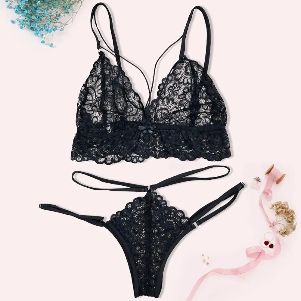 

Women's Sexy Lingerie Sexy Bra Set Quality Polyester Lace Lingerie Set Babydoll Comfortable and Breathable Underwear Set