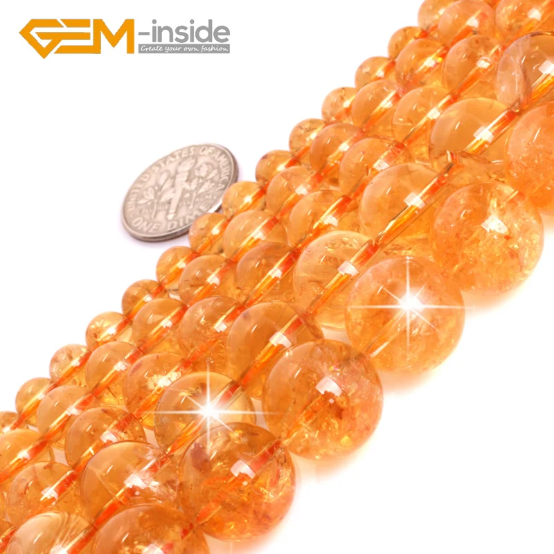 Бусины Из Натурального Кристалла класса AAA круглые гладкие желтые цитрины бусины