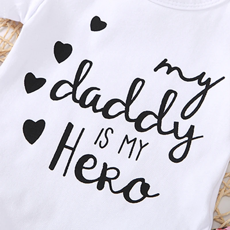 

Комплект одежды для новорожденных девочек и мальчиков, комплект из 3 предметов, комбинезон с коротким рукавом и надписью, штаны с цветочным ...