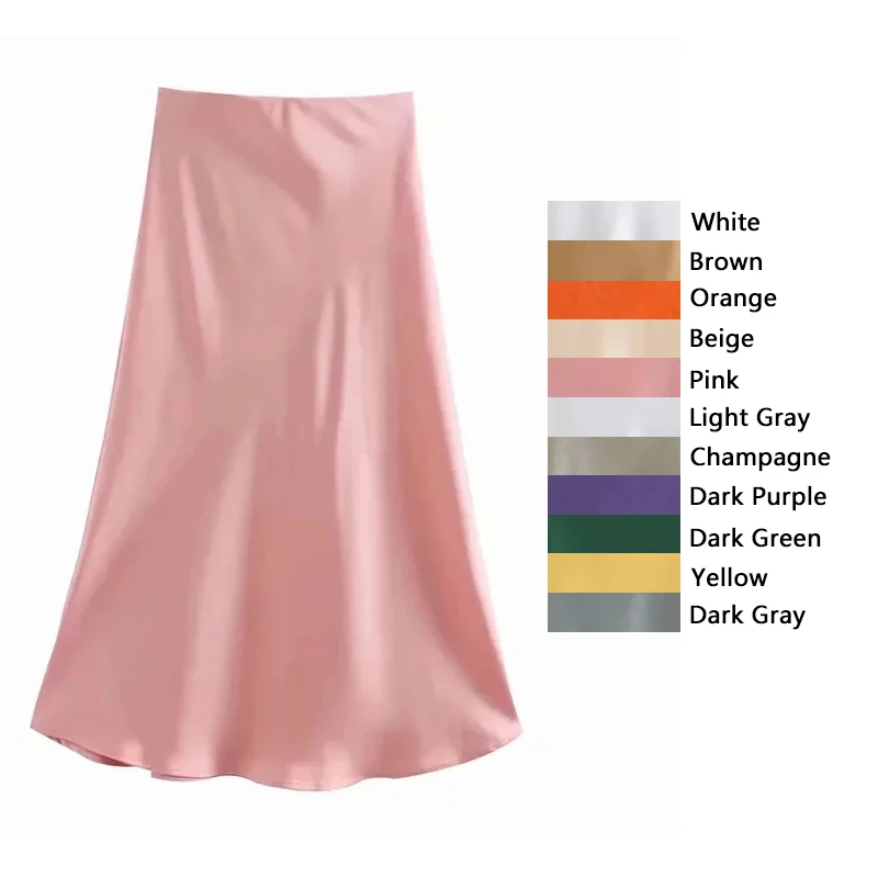 

TRAF ZA Skirts Womens 2021 Elegant High-Waisted Skirt Fashion Chic Woman Clothes Multicolor Simple A-Line Skirts Office Lady