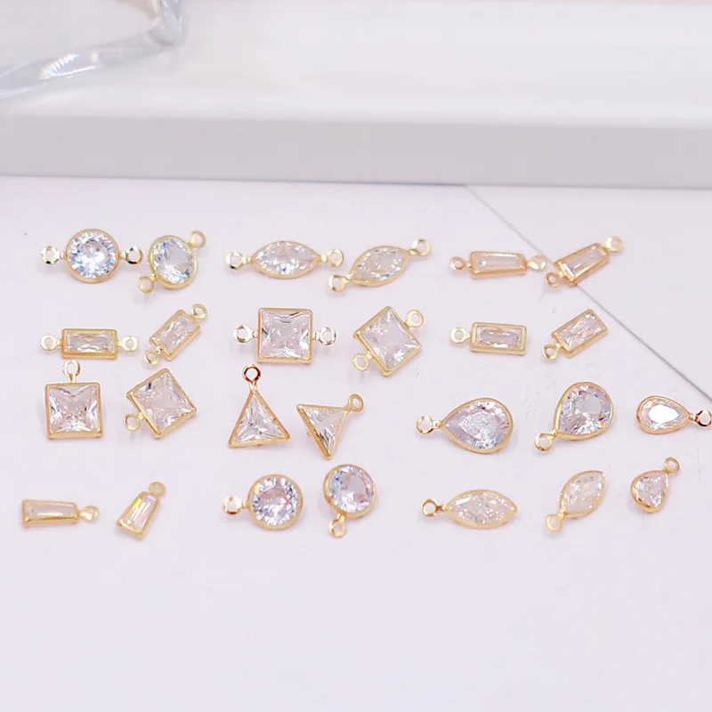 

Color preserved zircon inlaid band pendant bag gold color preserved DIY handmade earrings pendant accessories 10 / pack