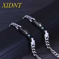 xidnt couple bracelet personalized custom id titanium steel inlaid gemstone men and women couple jewelry valentines day gift