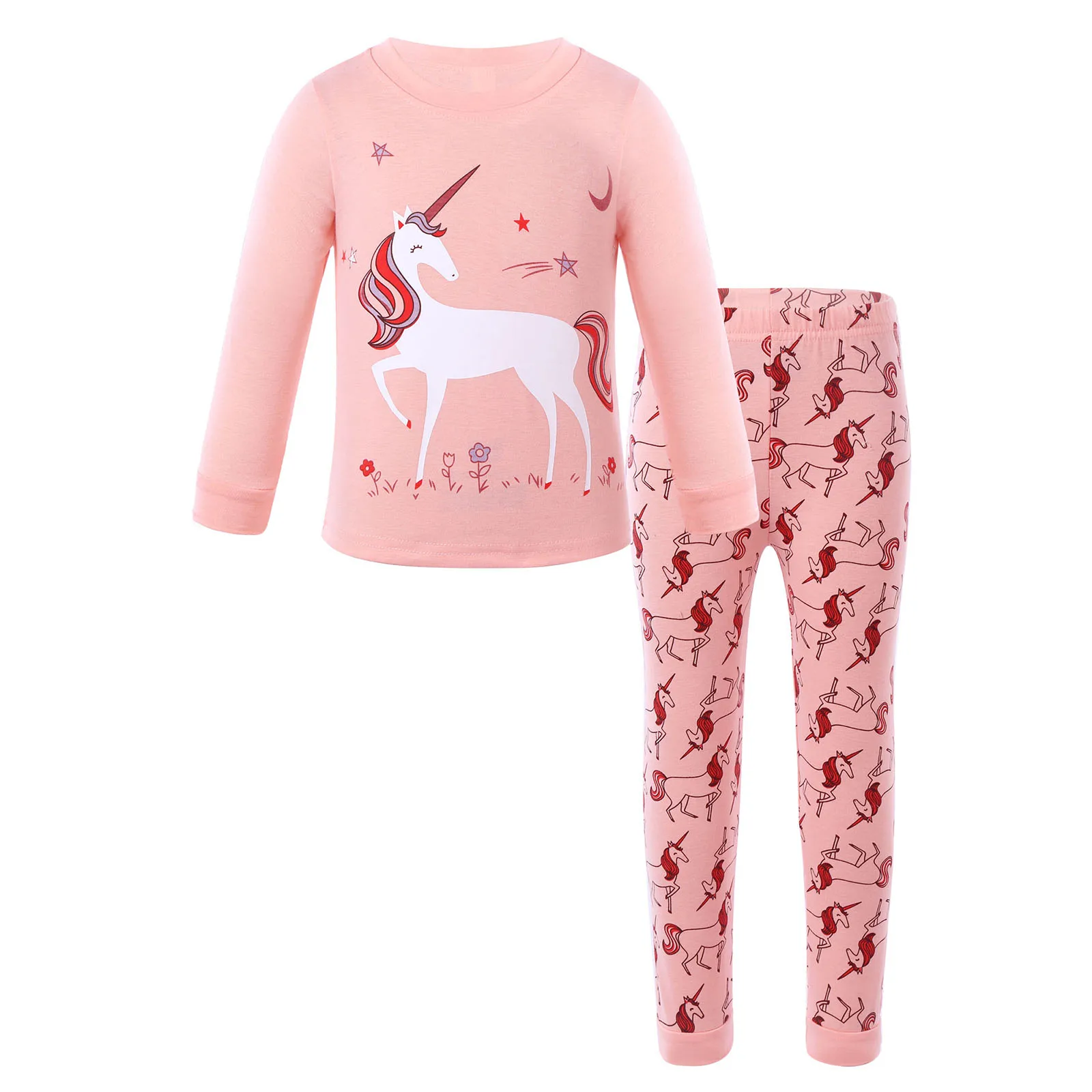

Oyolan/пижамный комплект для маленьких мальчиков и девочек с длинными рукавами и рисунком лошади; Модная детская одежда для сна; Комплект повс...