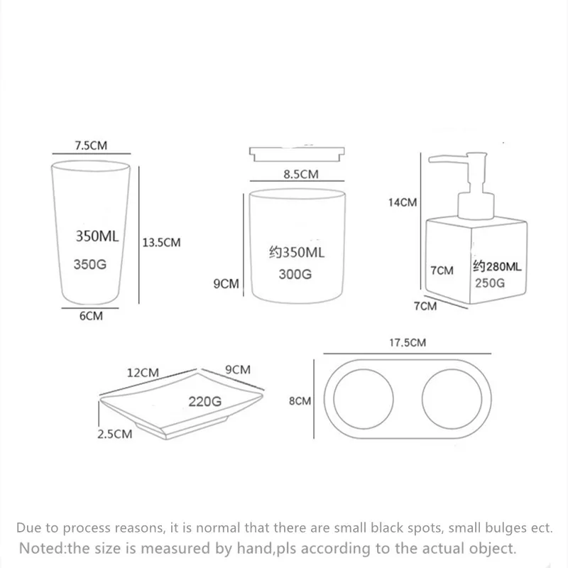 

Bathroom Accessories Set Ceramic Soap Dispenser Perfume Bottle Toothbrush Holder Gargle Cup Tray Soap Dish Wedding Gifts