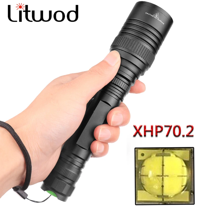 

XHP70.2 escort lens 32w chip light 18650 3200lm powerful tactical LED flashlight zoom light Z20V53 CREE