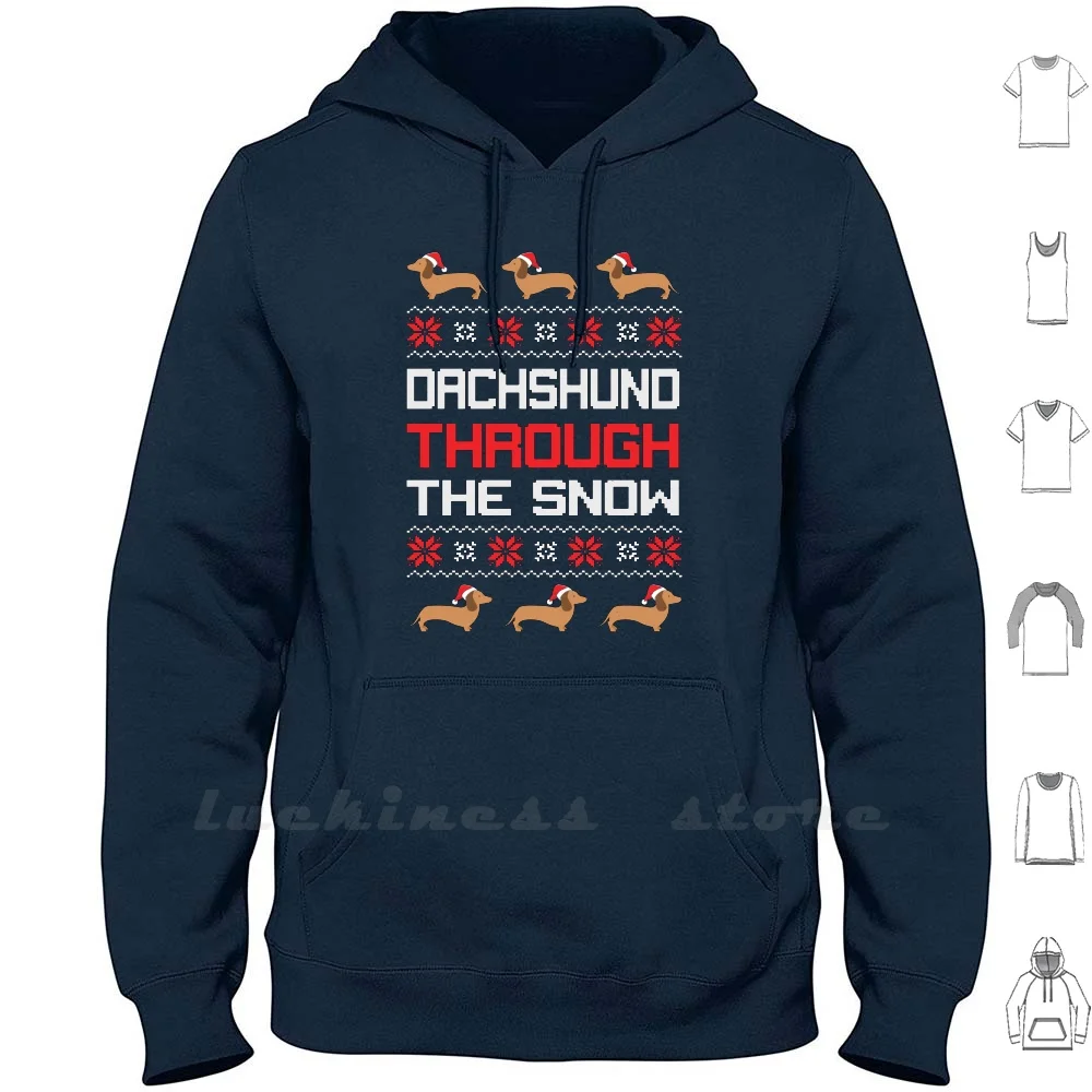 

Толстовка с длинным рукавом такса через снег такса уродливая Рождество Такса Рождество