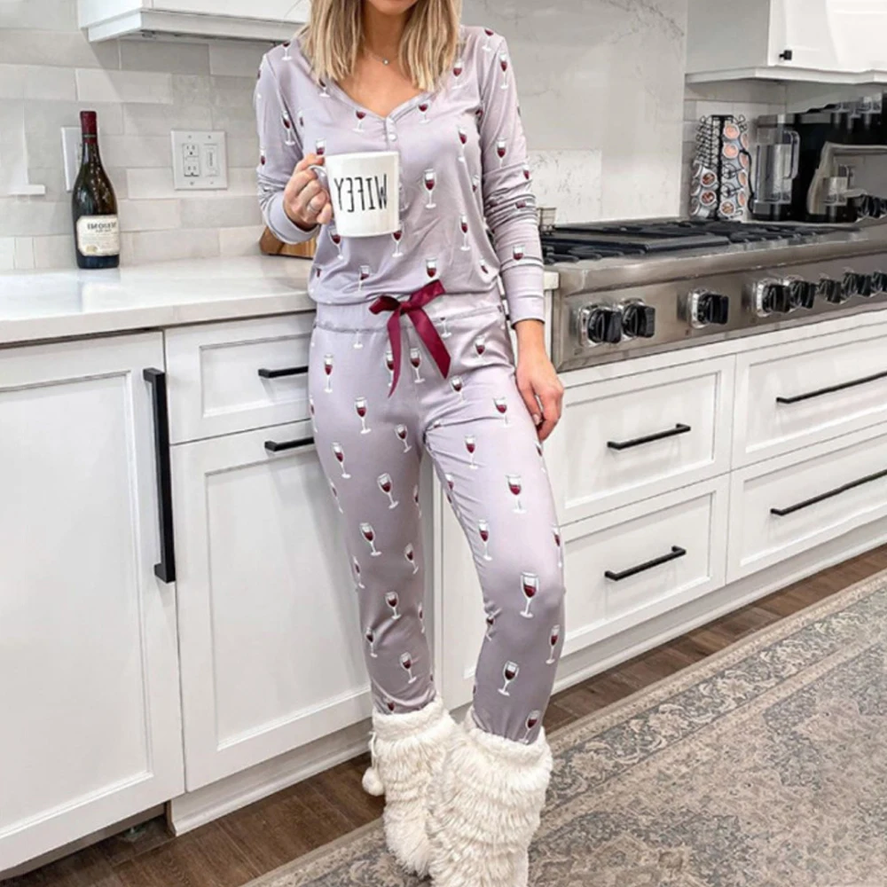 

Pajamas for Women Printed Long Sleeve Top and Pants Casual Loose Homewear Women Clothing Sleepwear Women Set Pijamas Set