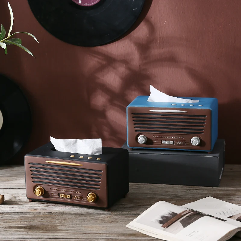 

Features Radio Paper Box салфетница Retro Living Room End Table Light Luxury Home Decoration Storage Case Table Tissue Boxes