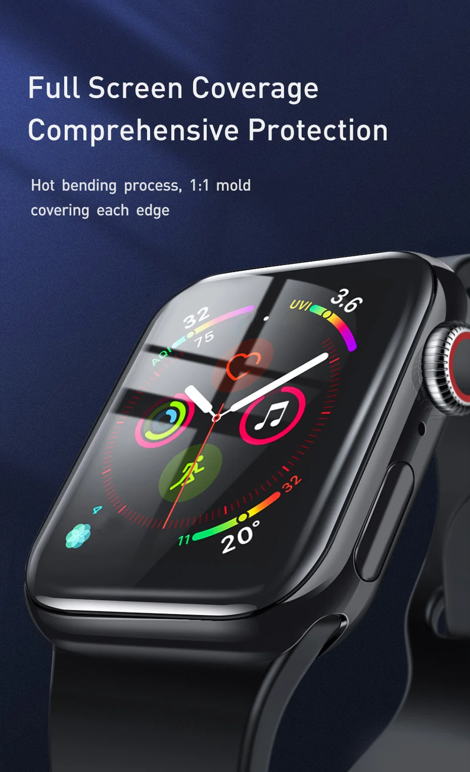 Baseus 0,2 мм Защитная пленка для экрана с полным покрытием для Apple Watch 1 2 3 38 мм 42 мм для Apple Watch 4 5 40 мм 44 мм