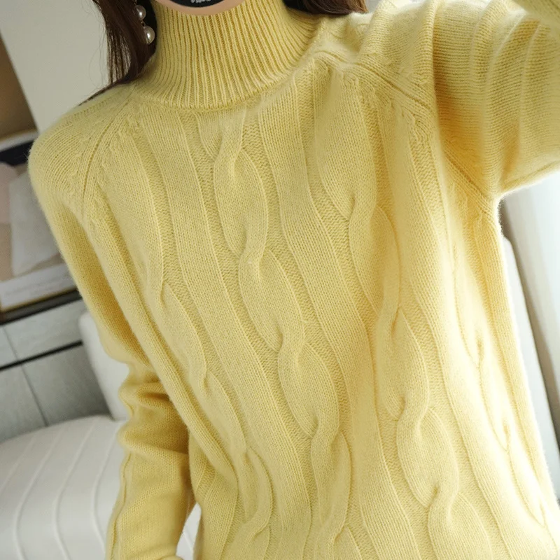 

Женский винтажный свитер-водолазка DY, Свободный пуловер в английском и офисном стиле с витым цветком, зимний свитер