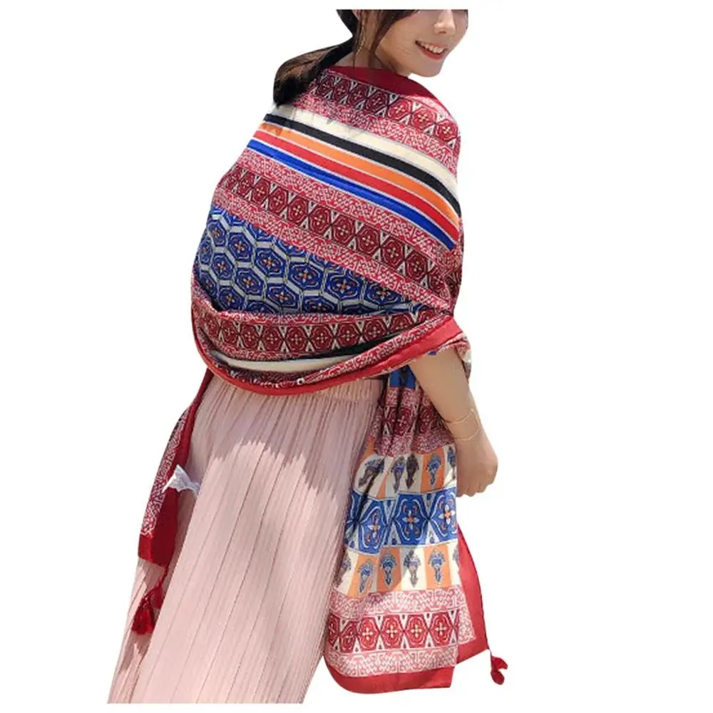 Модный 2020 для женщин шарф Павлин перо печати Шелковый защиты от солнца пляжное