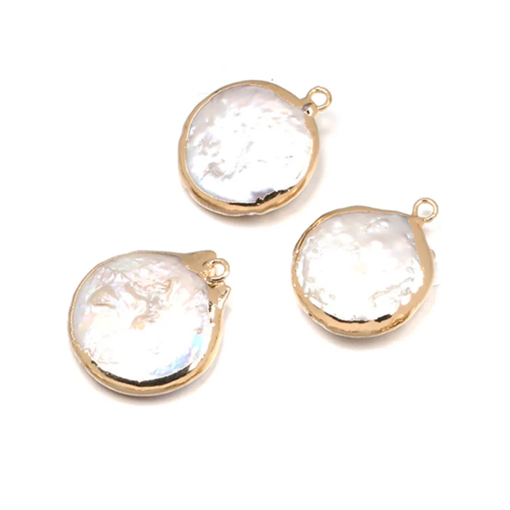 

3pcs/lot New Round Phnom Penh White Black Freshwater Pearl Pendant Simple DIY Jewelry Gift Size 20x25-20x28mm