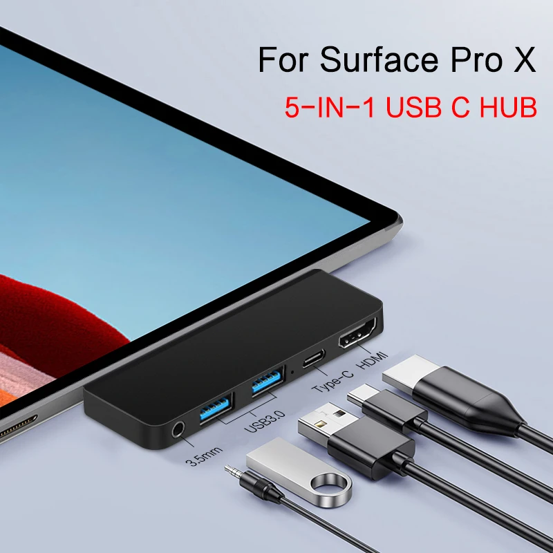 

USB C концентратор для Microsoft Surface Pro X 13 "1876 док-станция для HDMI Тип-c PD мульти USB3.0 адаптер для ProX 13 дюймов USB-C концентратор разделитель Порты и разъ...