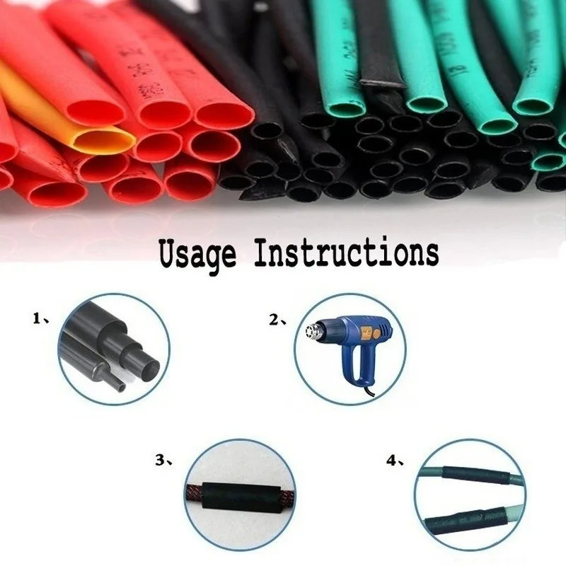 

530PCS/Set Heat shrink tube kit Insulation Sleeving termoretractil Polyolefin Shrinking Assorted Heat Shrink Tubing Wire Cable