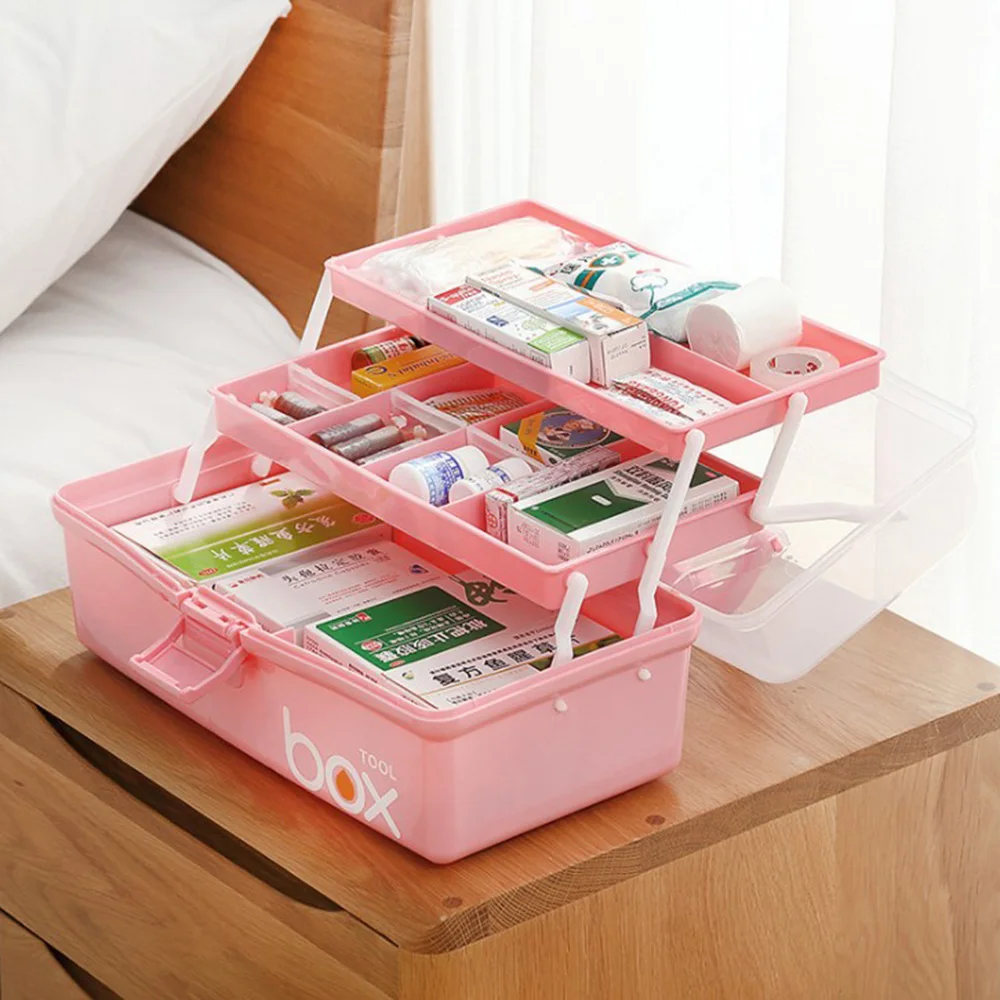 

Manicure Set Kits Nail Tools Parts Home Accessories Organizer Box 3 Layer Capacity Family Medicine Storage First Aid Case