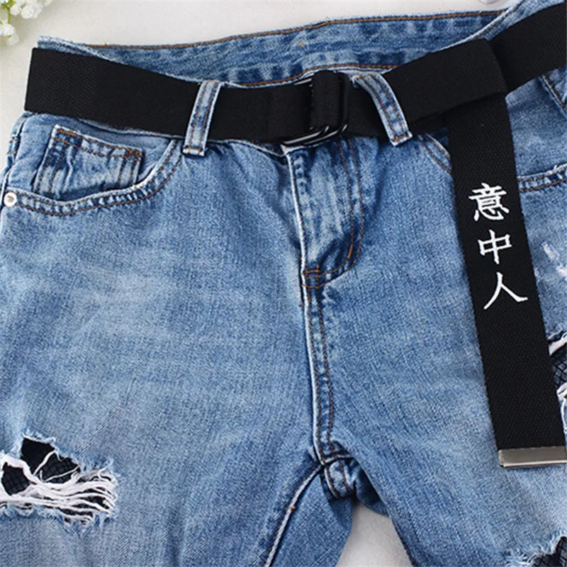 Унисекс ремень холст нейлоновый студенческий Harajuku китайские персонажи