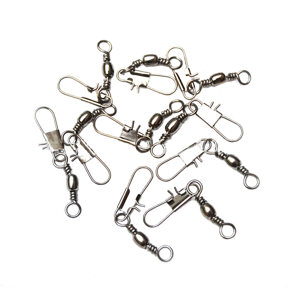 

50pcs/Lot Stainless Steel Fishing Connector Pin Bearing Rolling Swivel Snap Pins Fishing Tackle Accessories