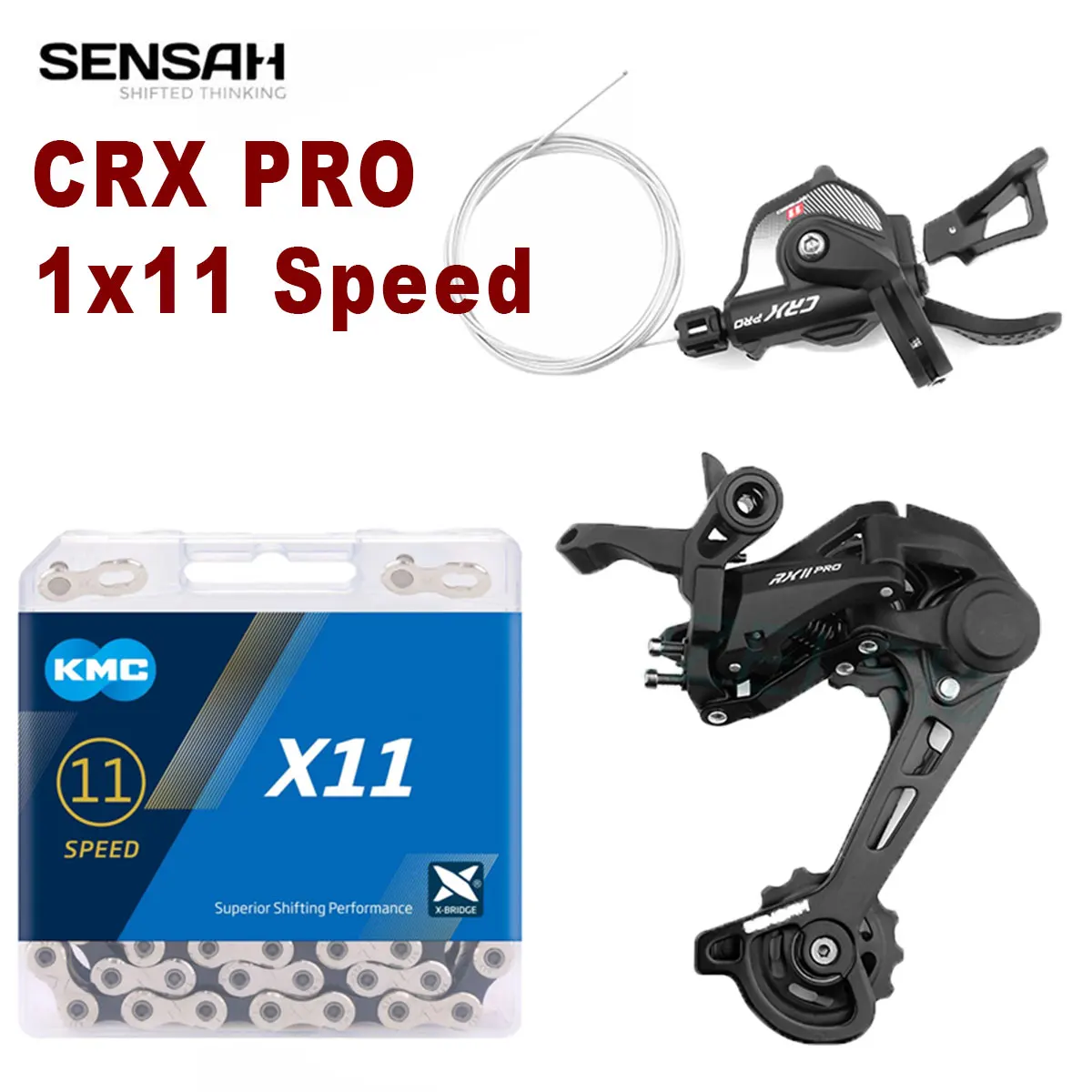 

SENSAH MTB 1x11 Speed Groupset CRX PRO 11S Shifter Lever 11V Derailleur Transmision 1x11 KMC X11 Chain Compat 40T/42T/46T/50T K7