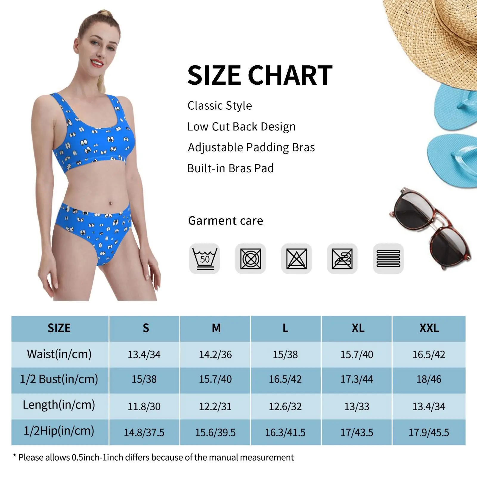 

Eye Balls Blue Swimsuit one piece Bikini Padded Eye Balls