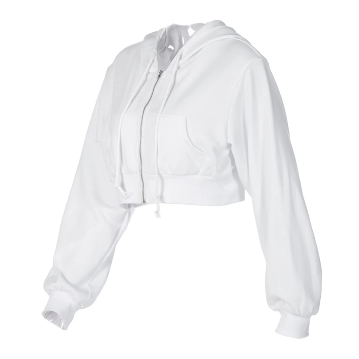 

Women coat Autumn Outfits sweatshirt Solid-Color Long-Sleeves Zipper pocket design Open Short Hoodie with Pockets for Lady