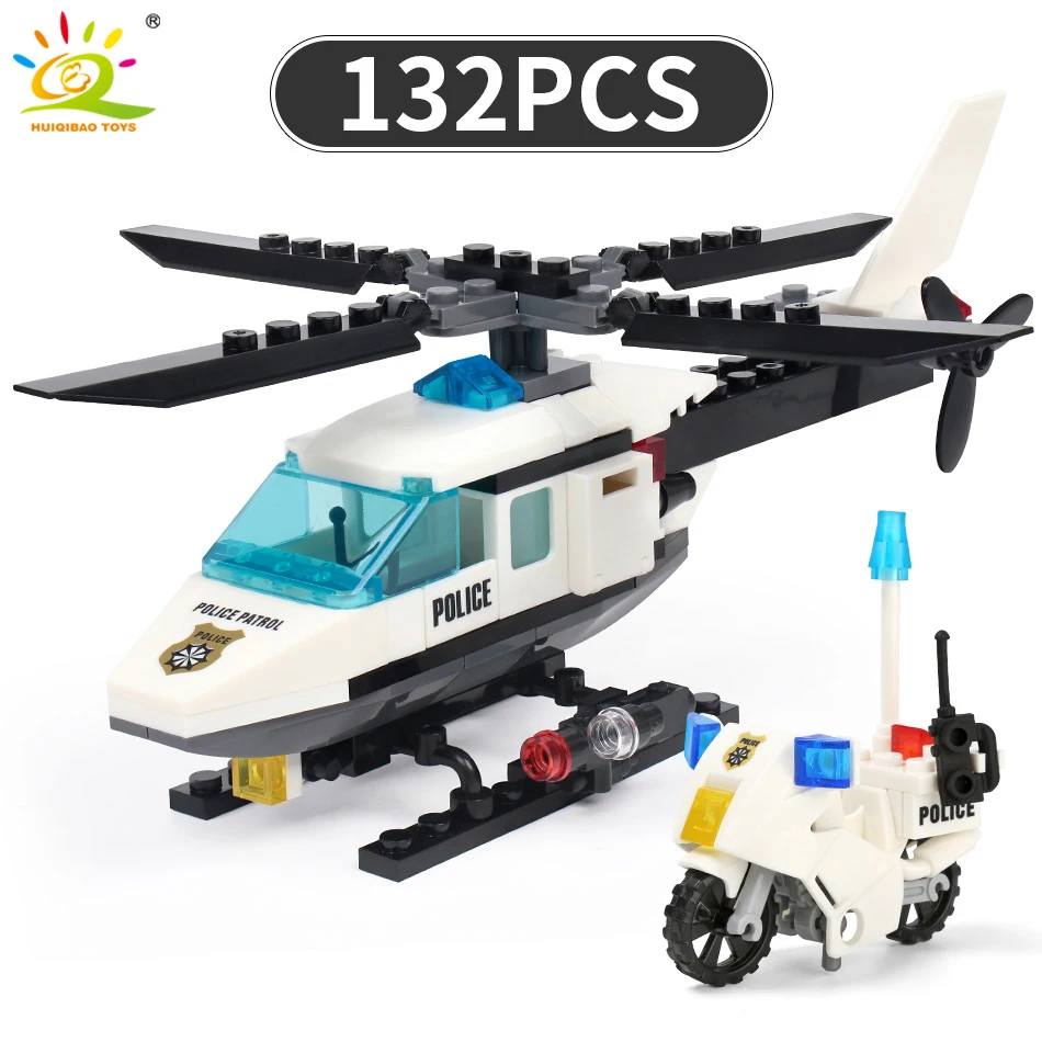 HUIQIBAO городские полицейские блоки для самолета лего строительные городской