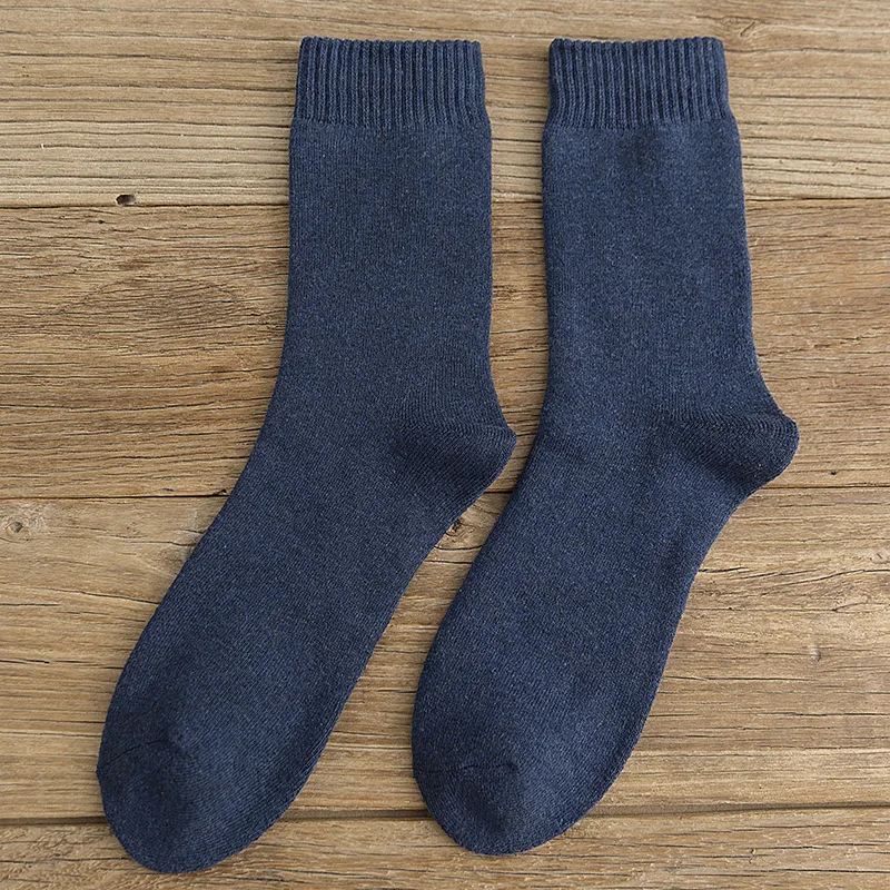 Мужские зимние толстые теплые носки без пятки одноцветные флисовые хлопковые