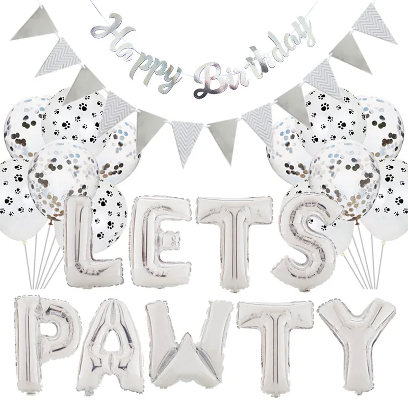 16 дюймовый набор воздушных шаров с надписью Let PAWTY для домашних животных на день
