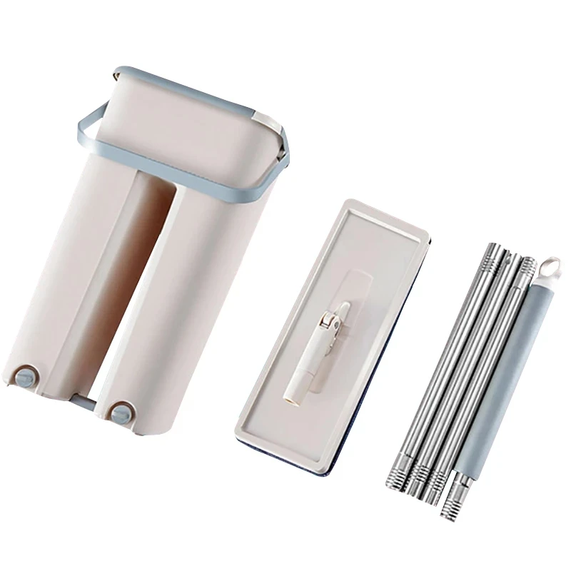 

Flat Mop With Bucket Lazy Hand Free Washing Squeeze Mop With Reusable Microfiber For Household Kitchen Floor Cleaning Tool