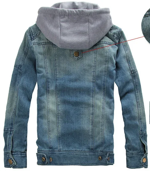 

Hooded men's clothing wholesale fashion leisure cowboy coat washed removable cap cowboy clothing