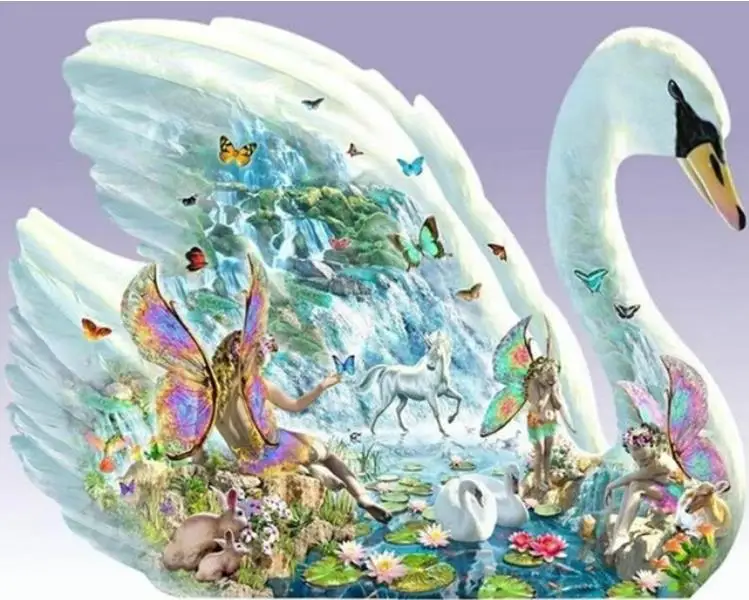 

5D DIY full Square drill Diamond drawing Cross stitch swan Rhinestone Diamond embroidery Mosaic home decor gift