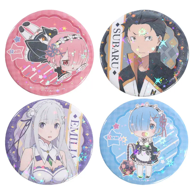 

Brdwn Re:Life in a different world from zero Ram Rem Subaru Natsuki Emilia China Official Authorization Cosplay Badge