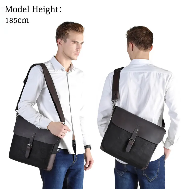 Винтажная маленькая сумка-мессенджер VASCHY из вощеной ткани классический мужской