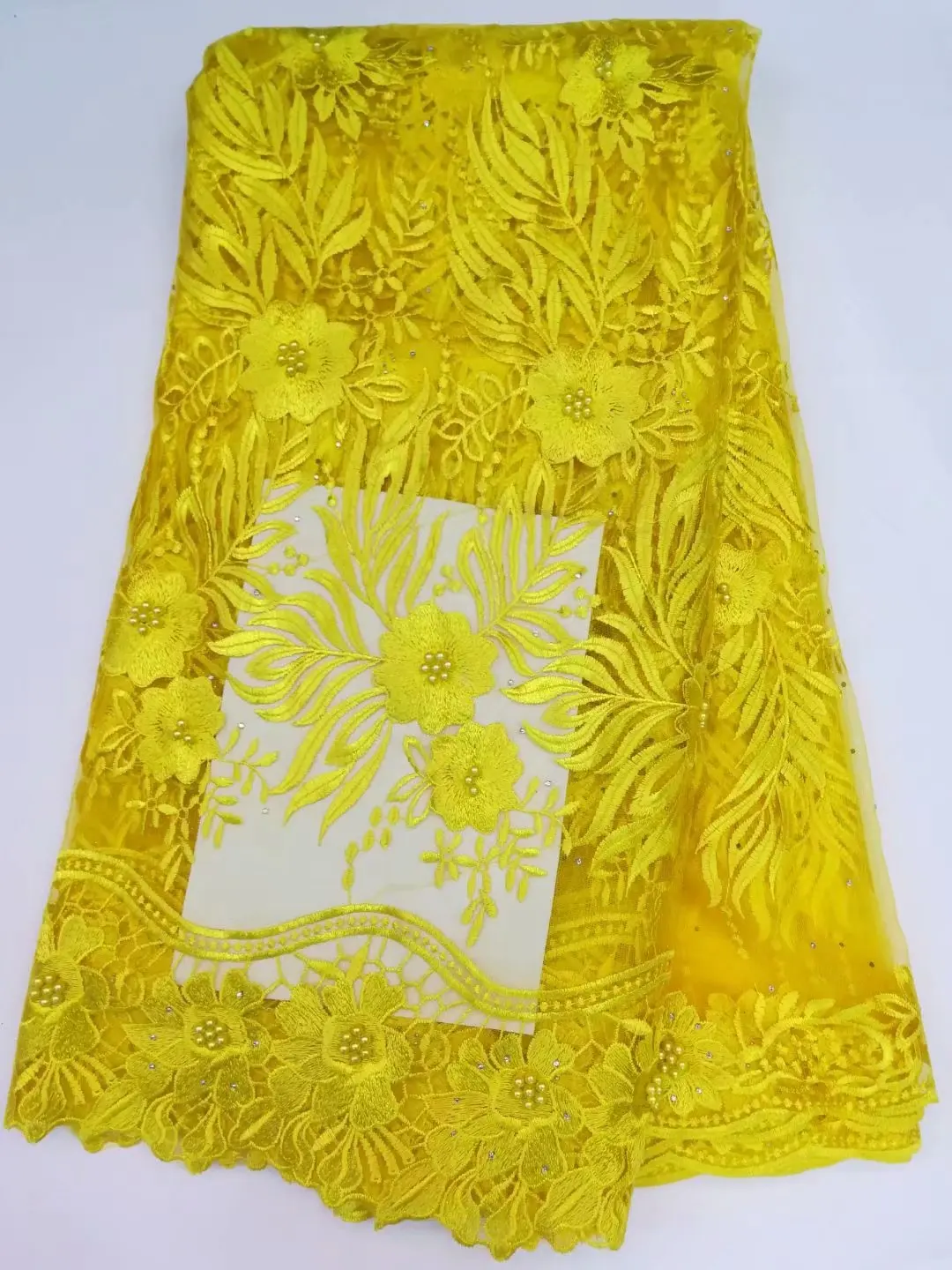 

2018 новый дизайн высокое качество африканская кружевная ткань с бисером кружевное платье Полиэстер Кружевной материал гипюр 3d кружевная тк...