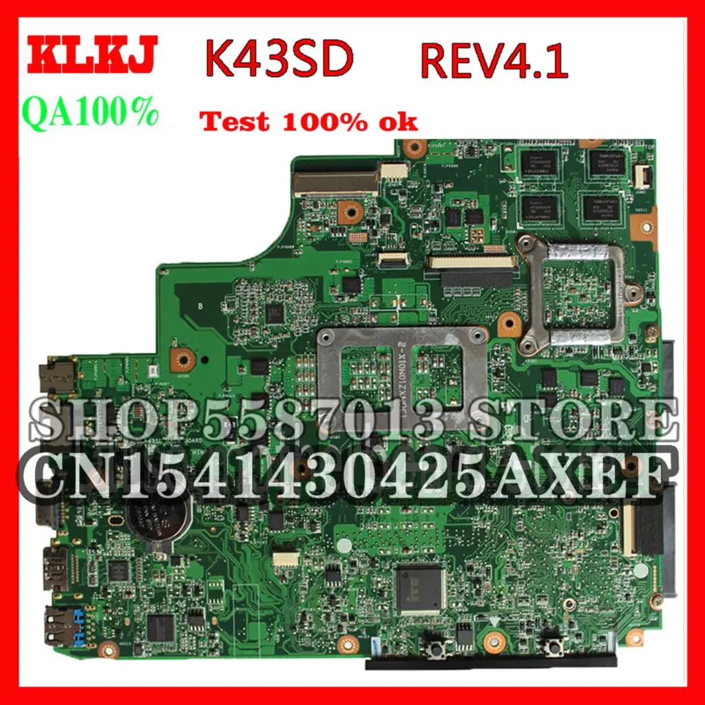 

KLKJ K43SD Laptop Motherboard For ASUS K43SD K43E A43E K43SV K43SJmianboard Original GT610M 2GB DDR3 Slot Test Motherboard