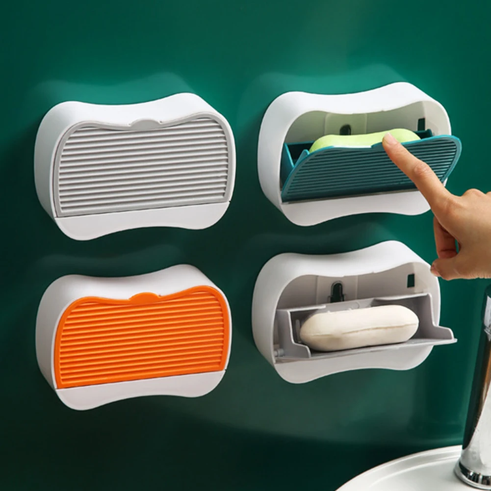 

Portable Punch-Free Soap Holder Container Wall Mounted Soap Dish Travel Self Adhesive Bathroom Storage Self Bathroom Organizer