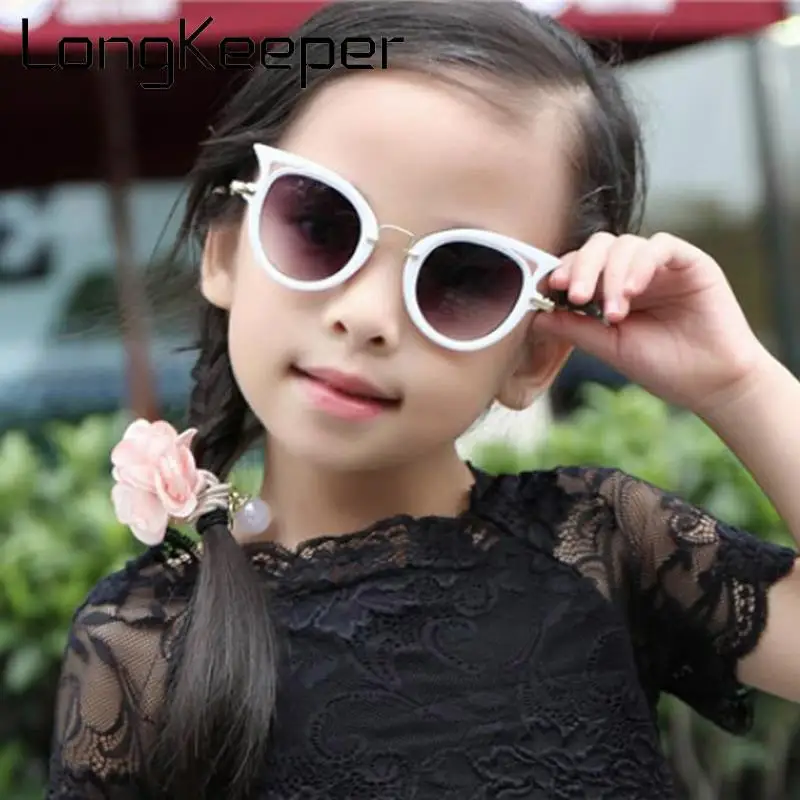 Новинка милые детские солнцезащитные очки LongKeeper кошачий глаз для мальчиков и