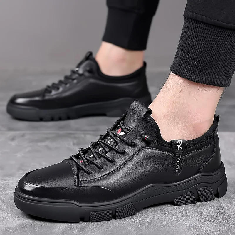 

2021 модные мужские туфли из натуральной кожи с высоким верхом Misalwa износостойкие мужские повседневные уличные туфли водонепроницаемые крос...