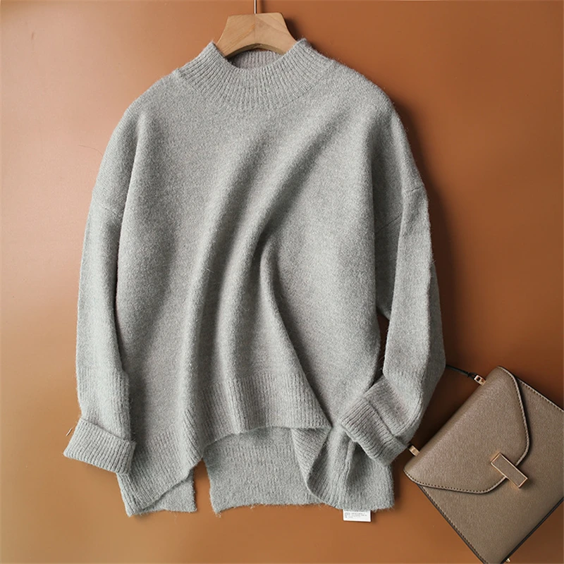 

High Quality 12% Wool Soft Waxy Pullover Sweater For Women 2021 Bottoming Shirt Women Autumn Winter Office Lady Sweaters Female