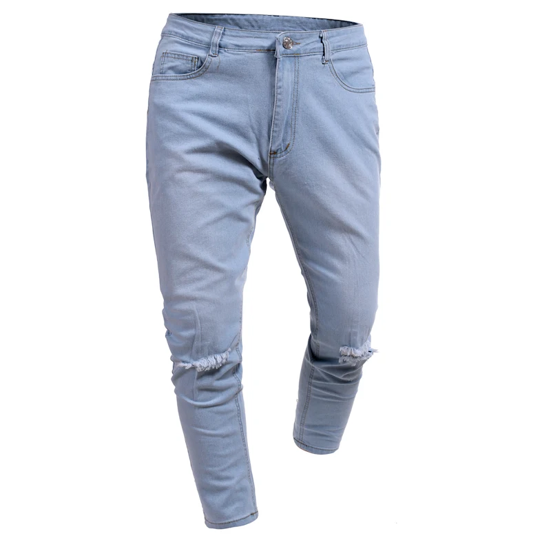 

Jeans for Men New Spring Autumn Fashion Casual Eurocode Men's Light Blue Ripped Skinny Hip Hop Denim Men's Jeans